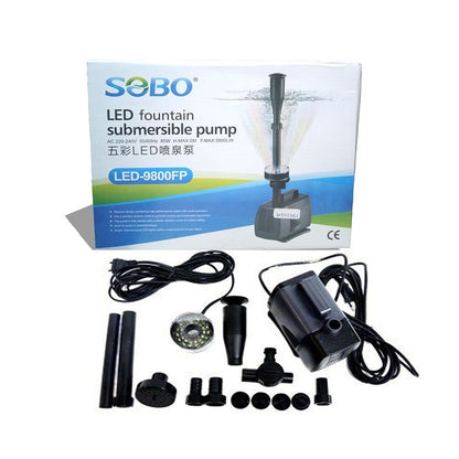 Fountain Pump with Kit - LED-9800FP - 85W - F.Max 5500 - Sobo - Submersible Internal Power Head with Fountain Set