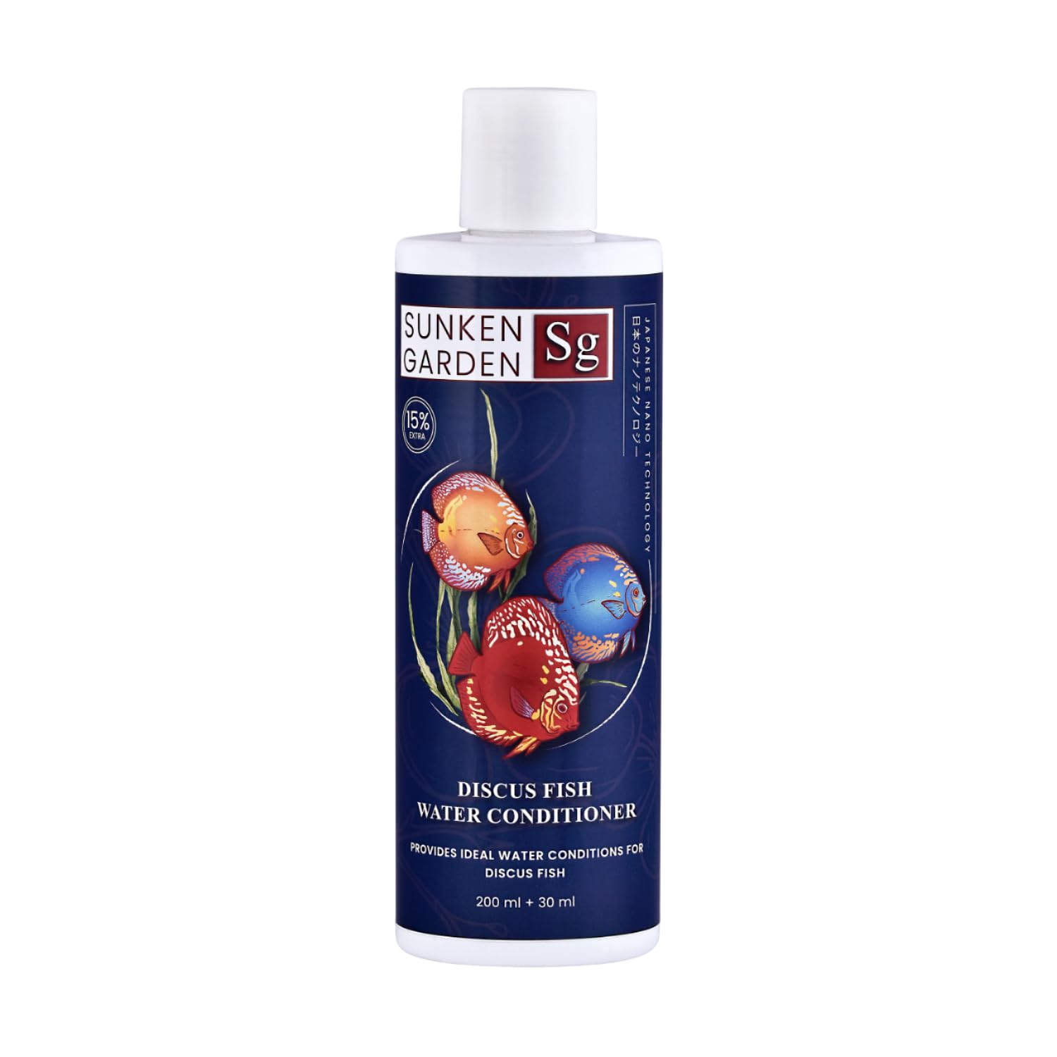 Sunken Garden Discus Fish Water Conditioner | Specialized Habitat Care for Discus Fish | Soft Water + Stress Relief + Fluke Control (200 ml + 30 ml)