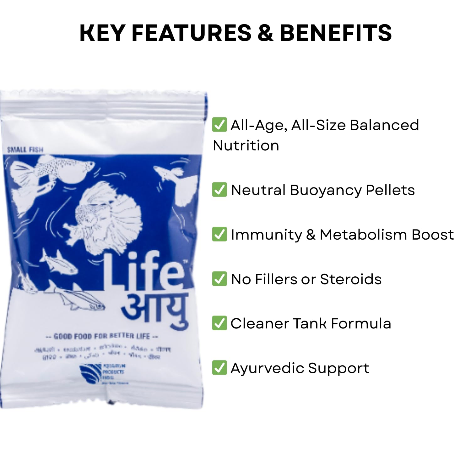 Life AAYU Neutral Fish Food (Pack of 2, 30g X 2) | Ayurvedic Daily Diet for All Fish Sizes | Fresh from 7pets Store (Small, 30 GMS)