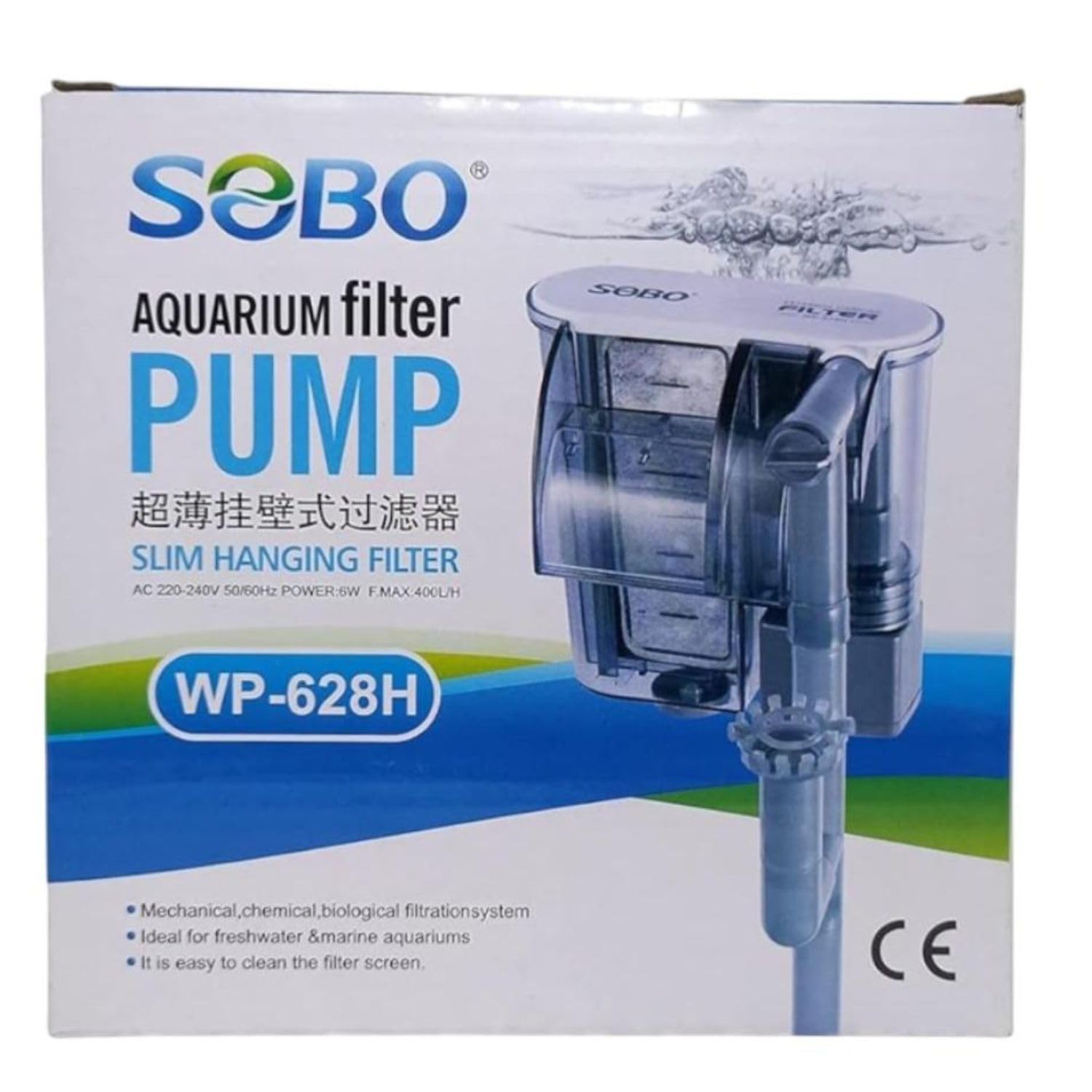 S0B0 WP-618H Slim Hanging Filter for Aquarium Fish Tank | Mechanical, Chemical and Biological Filtration | Output: 280L/H | (Original from Tunai Store)