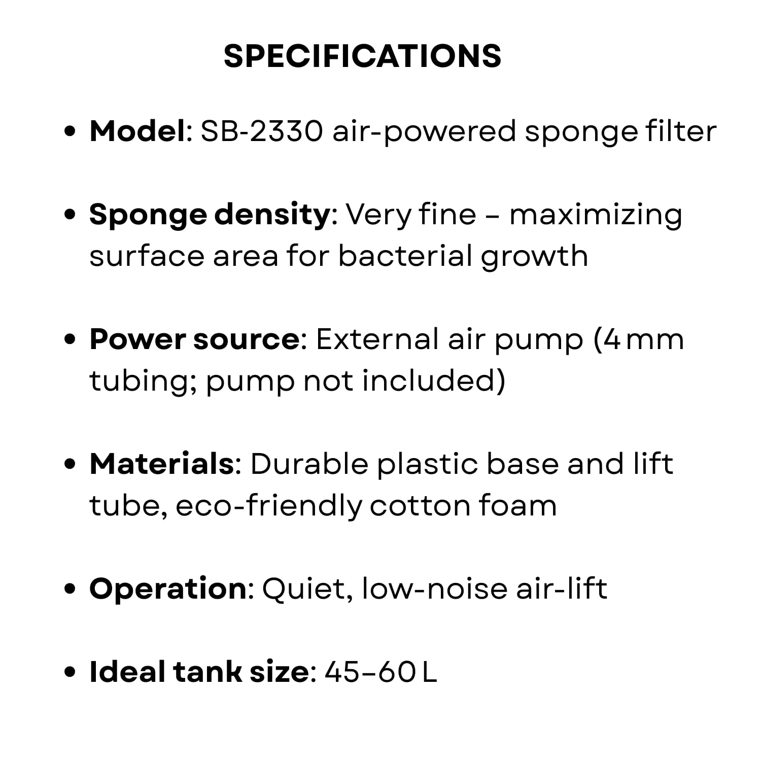TUNAI S0B0 SB-2330 Bio Filter Sponge for Aquarium Fish Tank| Improves Water Quality & Clarity | Reusable & Washable | Mechanical & Biological Filtration | Safe for Fish & Plants