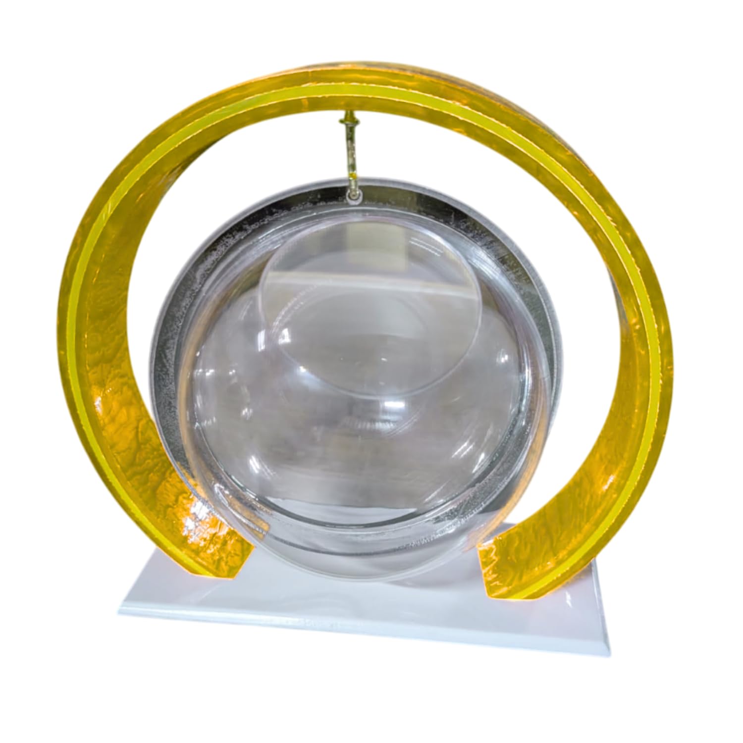 Double Bowl 6-inch Yellow Round Fish Bowl – Standing & Hanging Decorative Aquarium for Home & Office | 2-in-1 Double Bowl Round Fish Tank