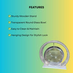 Double Bowl 6-inch White Round Fish Bowl – Standing & Hanging Decorative Aquarium for Home & Office | 2-in-1 Double Bowl Round Fish Tank
