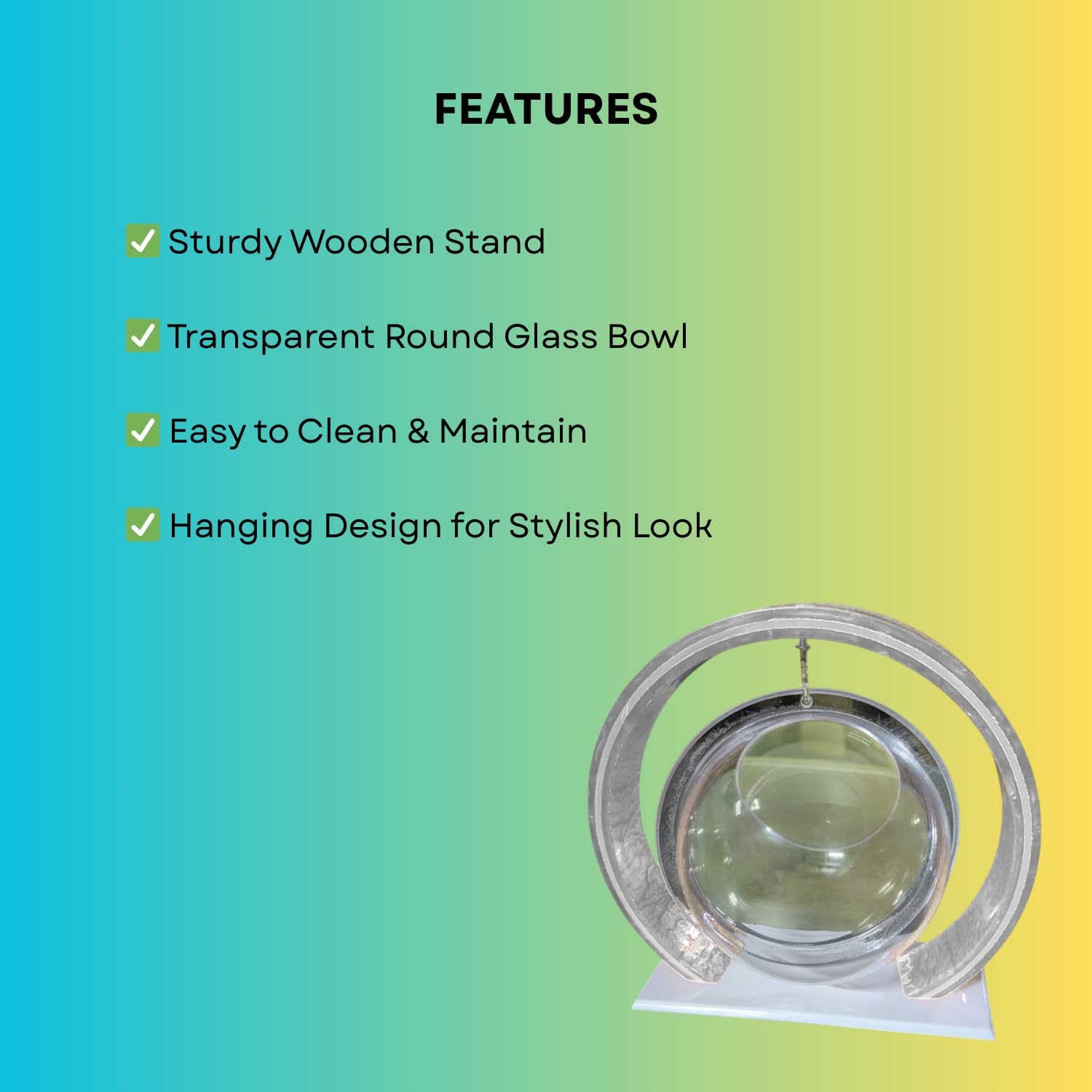 Double Bowl 6-inch White Round Fish Bowl – Standing & Hanging Decorative Aquarium for Home & Office | 2-in-1 Double Bowl Round Fish Tank