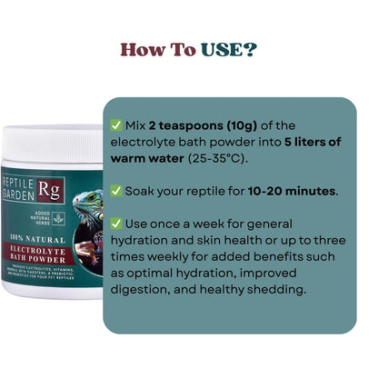 Reptile Garden Lizard and Dragon Electrolyte Bath Powder | Boosts Hydration, Wellness, and Vitality | Added Natural Herbs (100 GMS)