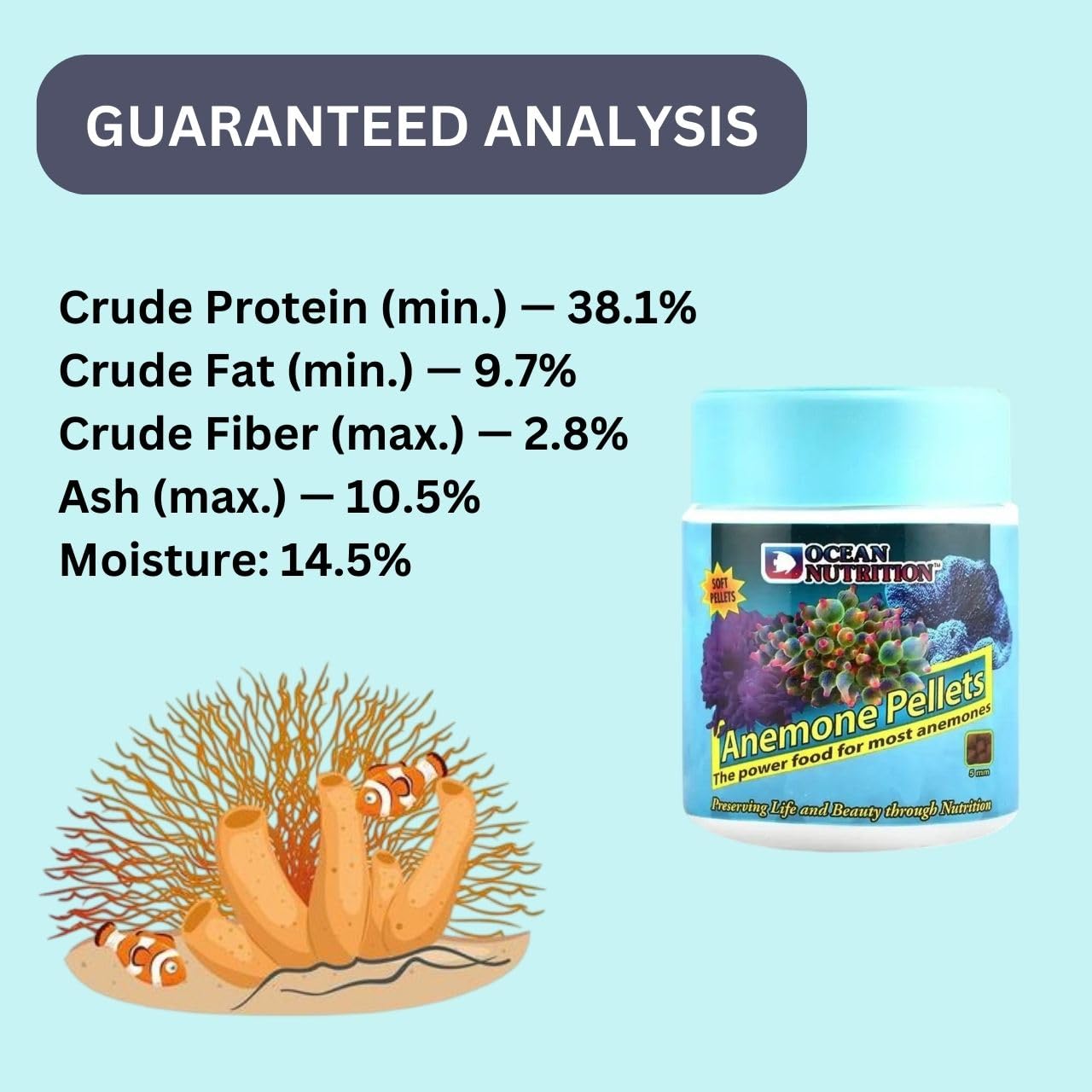 ON+ Anemone Pellets (Original from Tunai Store) | 100gms | The Power Food for Most Anemones (100gms, 5mm Pellets)