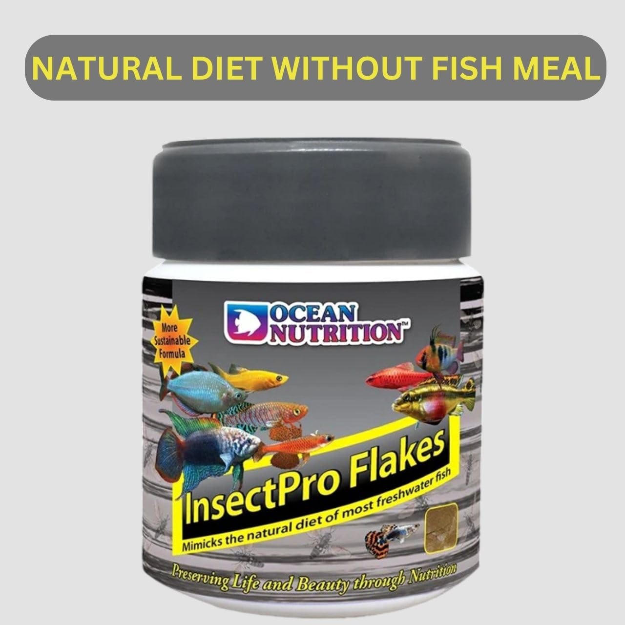 ON+ InsectPro Flakes Fish Food (Original from Tunai Store) | Mimicks The Natural Diet of Most Freshwater Fish (34gms, Flake)