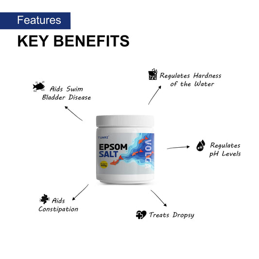 Tunai Epsom Crystal Aquarium Salt | 450g | for Aquarium Fish Tank, Assist in Treating Dropsy, Regulates pH Levels, Swim Bladder and Regulates Hardness of Fish Tank Water