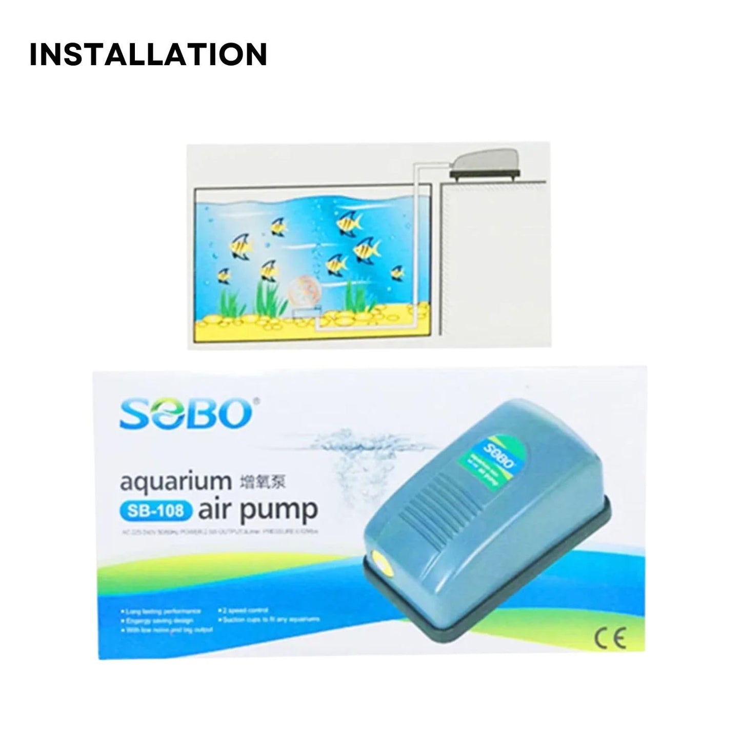 S0B0 SB-108 Aquarium Air Pump | Aquarium Accessories | Original from TUNAI Store