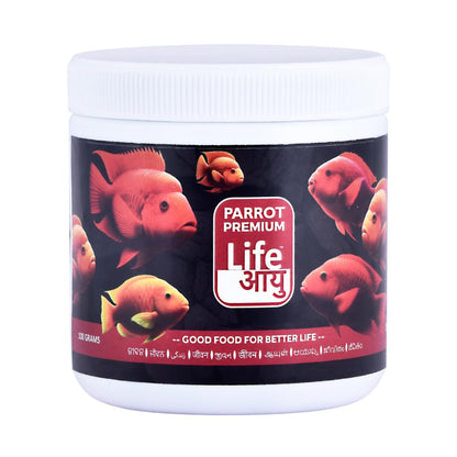 Life AAYU Parrot Premium Fish Food | Color Enhancing & Immunity-Boosting | Natural Pellets with Spirulina & Omega-3 | (200 GMS)