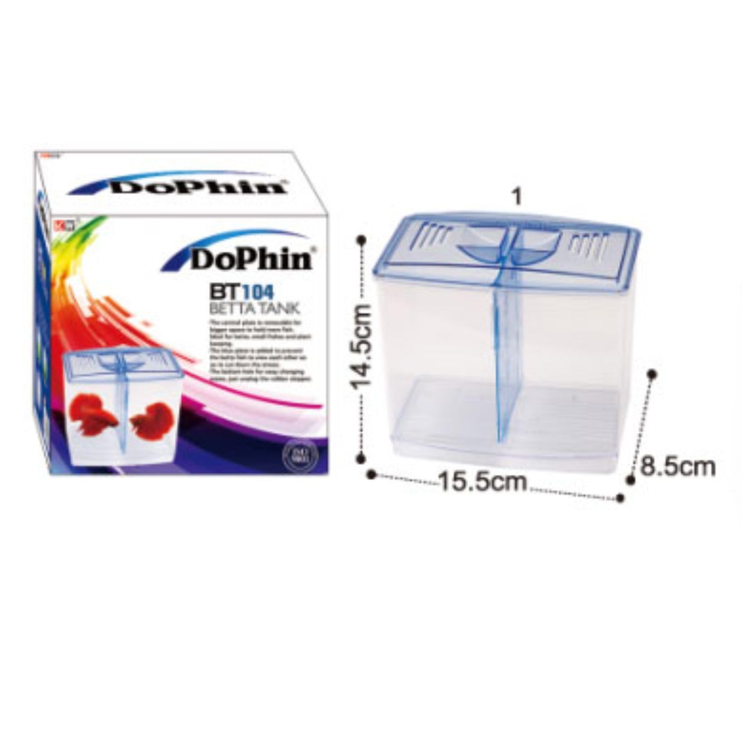 Dophin BT104 Aquarium Betta Fish Tank | Ideal for Betta, Small Fishes and Plant Keeping |Capacity - 1L Fish Tank | (Original from Tunai Store)
