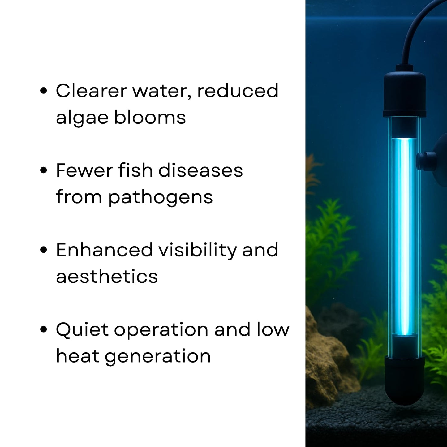 S0B0 UVC-9W Submersible UV Lamp for Aquarium Fish Tank | Water Clarity | Algae Removal | Energy Efficient | (Original from TUNAI Store)