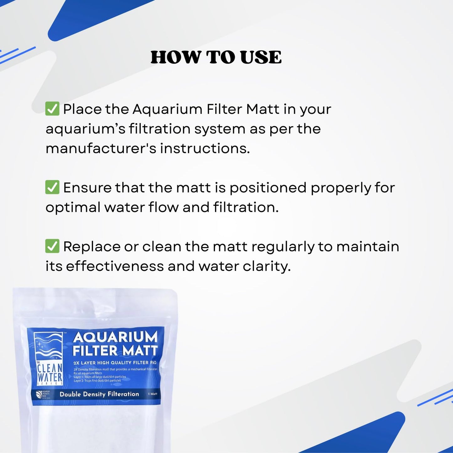 The Clean Water Series Aquarium Filter Matt | 2X Layer Filtration Pad (Food-Grade Nylon Mesh)