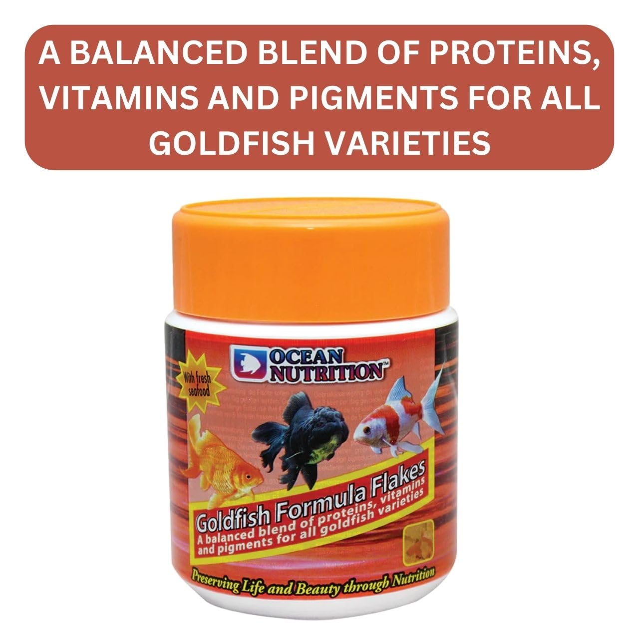 ON+ Goldfish Formula Flakes Fish Food for Gold Fish | 71g |34% Rich Protein Flakes for Gold Fish, Small Koi, Angelfish and Other Carp Varieties (Original Import Fishfood from Tunai Store)