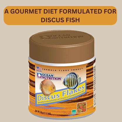ON+ Discus Flakes Fish Food (Original from Tunai Store) | Specially Formulated Flake Food for Discus Symphysodon Spp (34gms, Flake)