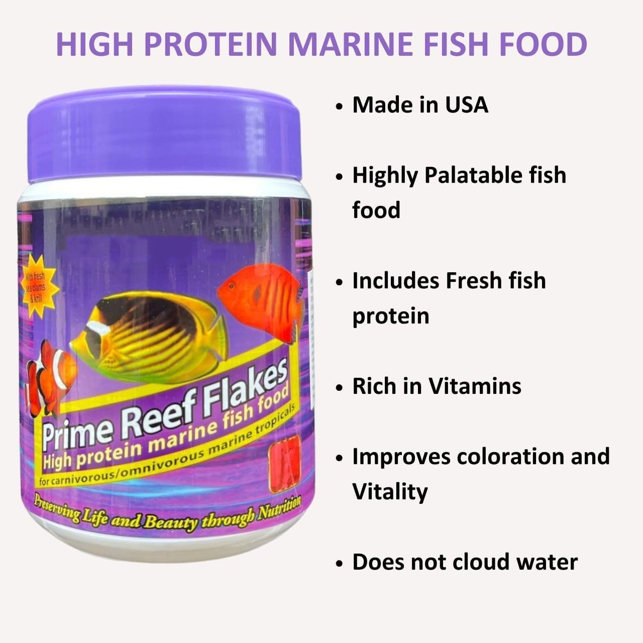 ON+ Prime Reef Flakes High Protein Marine Fish Food | 34g | Originally from TUNAI Store