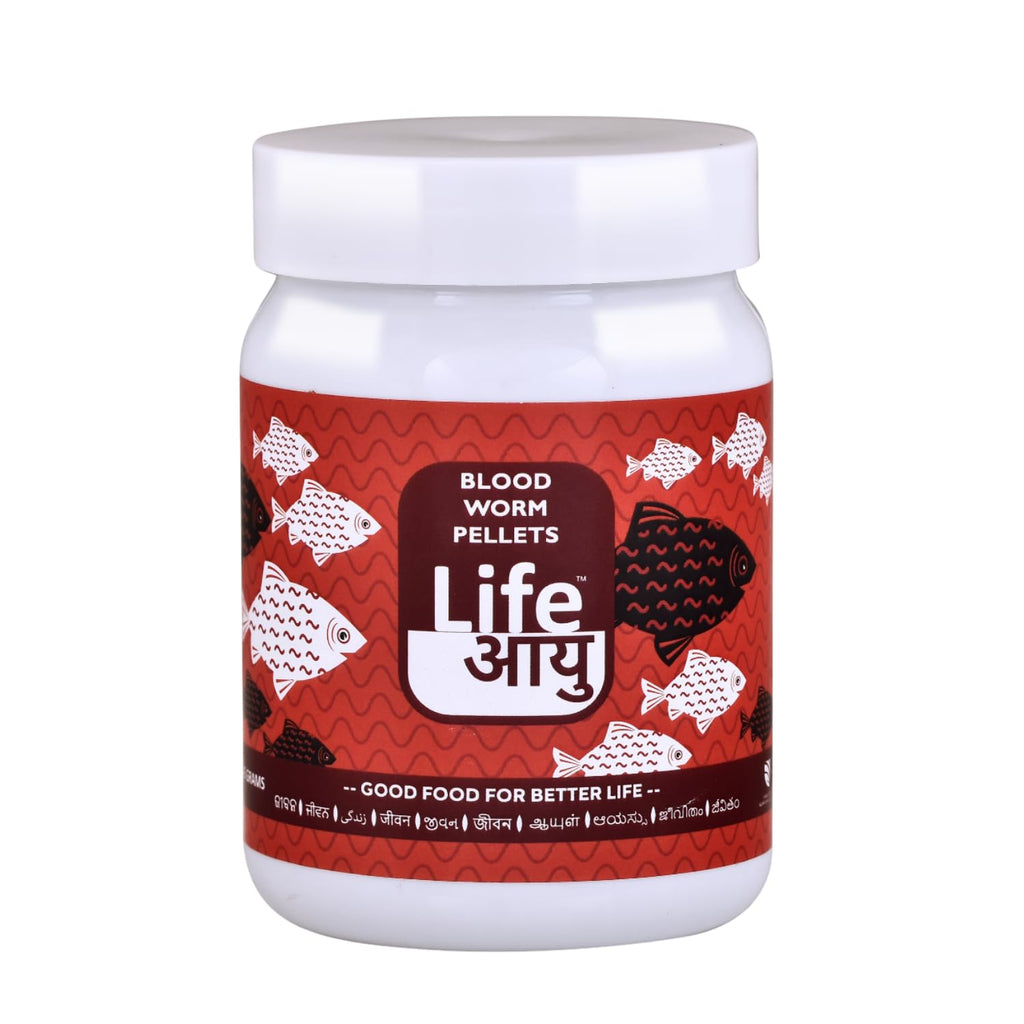 Life AAYU Bloodworm Fish Food | Ayurvedic Based Pellets | (45 GMS)
