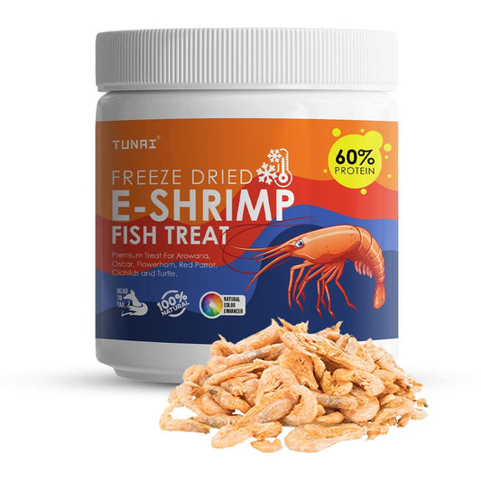 TUNAI E-Shrimp Freeze Dried Shrimps with 60% Protein | 50G | Fish Food for Arowana, Flowerhorn, Red Parrot, Oscar, Turtle & Tortoise - All Life Stages