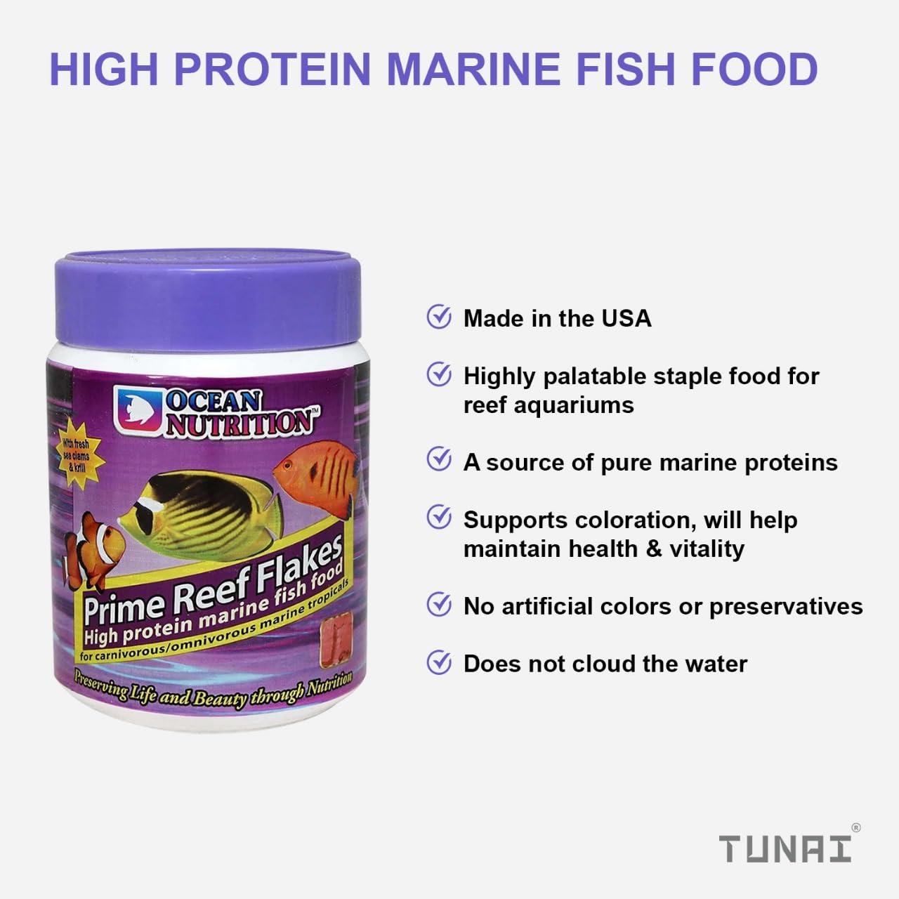 Ocean Nutrition (Original from Tunai Store) Prime Reef Flakes |156g| High Protein 58% Marine Fish Food for Carnivorous and Omnivorous Marine Fresh Water Tropical Fish
