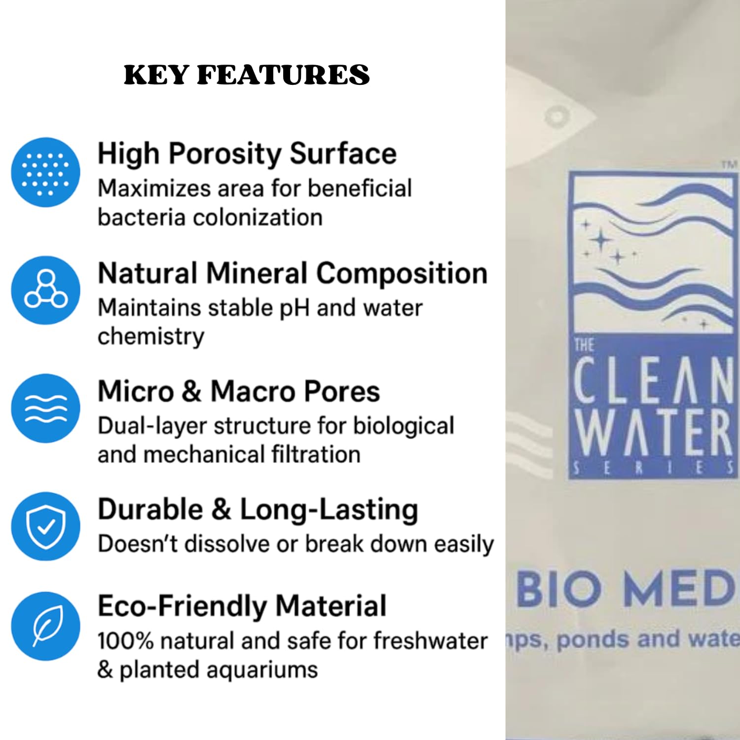 The Clean Water Series Sump Media for Aquarium | Natural Stone Filtration for Aquatic Bliss (2L/1Kg)