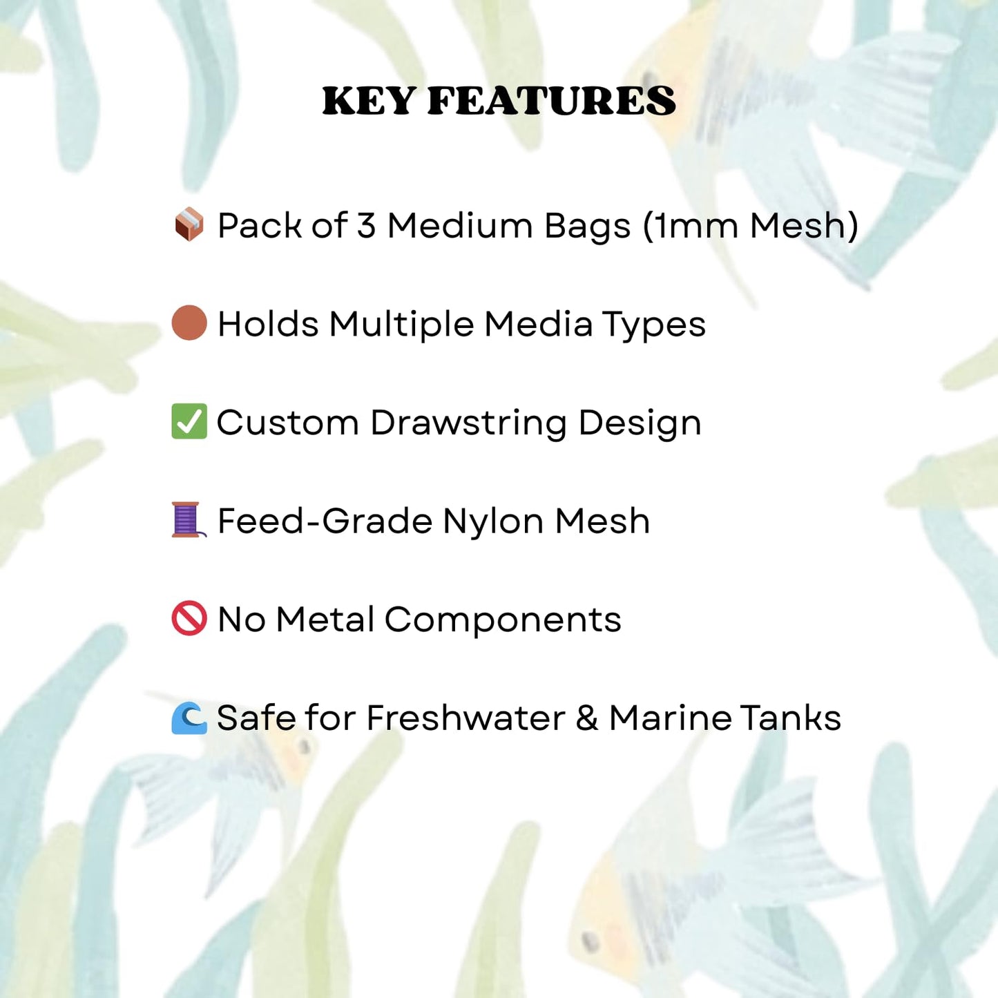 The Clear Water Series Net Bag for Aquarium Filter Media, Durable Bags to Hold Biological and Chemical Filter Media (Medium (Pack of 3))