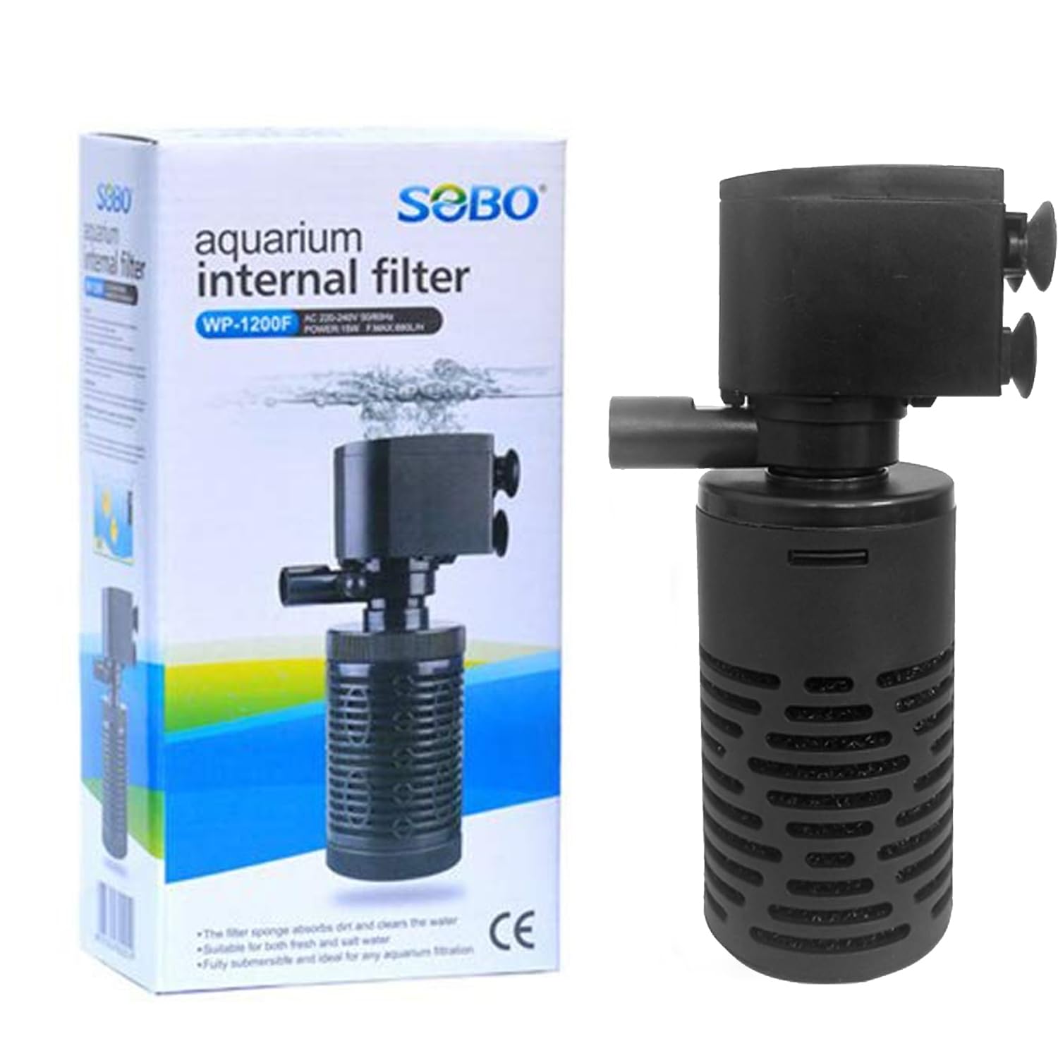 SOBO Amory Aquarium Internal Filter WP-1200 F Corner (Mechanical Filtration for Salt Water and Fresh)