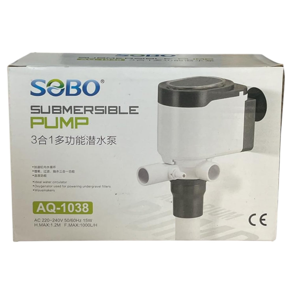 S0B0 AQ-1038 Power Head for Aquarium Fish Tank | Powerful Water Circulation for Strong and Consistent Flow | Ideal for Marine and Fresh Water | Power: 15W | F.Max: 1000L/H | Original from Tunai Store