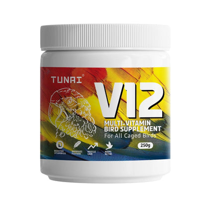 TUNAI V12 Multi Vitamin Booster for All Caged Birds (250g, V12)