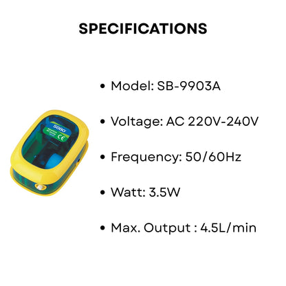 S0B0 SB-9903A Air Pump for Aquarium Fish Tank | Minimal Noise Output and Vibration | Adjustable Flow Rate | Single Outlet | Power: 3.5W | F.Max: 4.5L/min | Original from Tunai Store