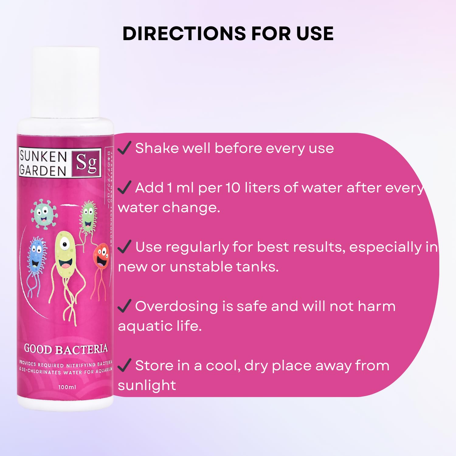 Sunken Garden Good Bacteria Aquarium Water Conditioner | Premium Denitrifying Bacteria for Water Clarity & Bio Stability | Safe for Shrimp & Invertebrates (100 ml)