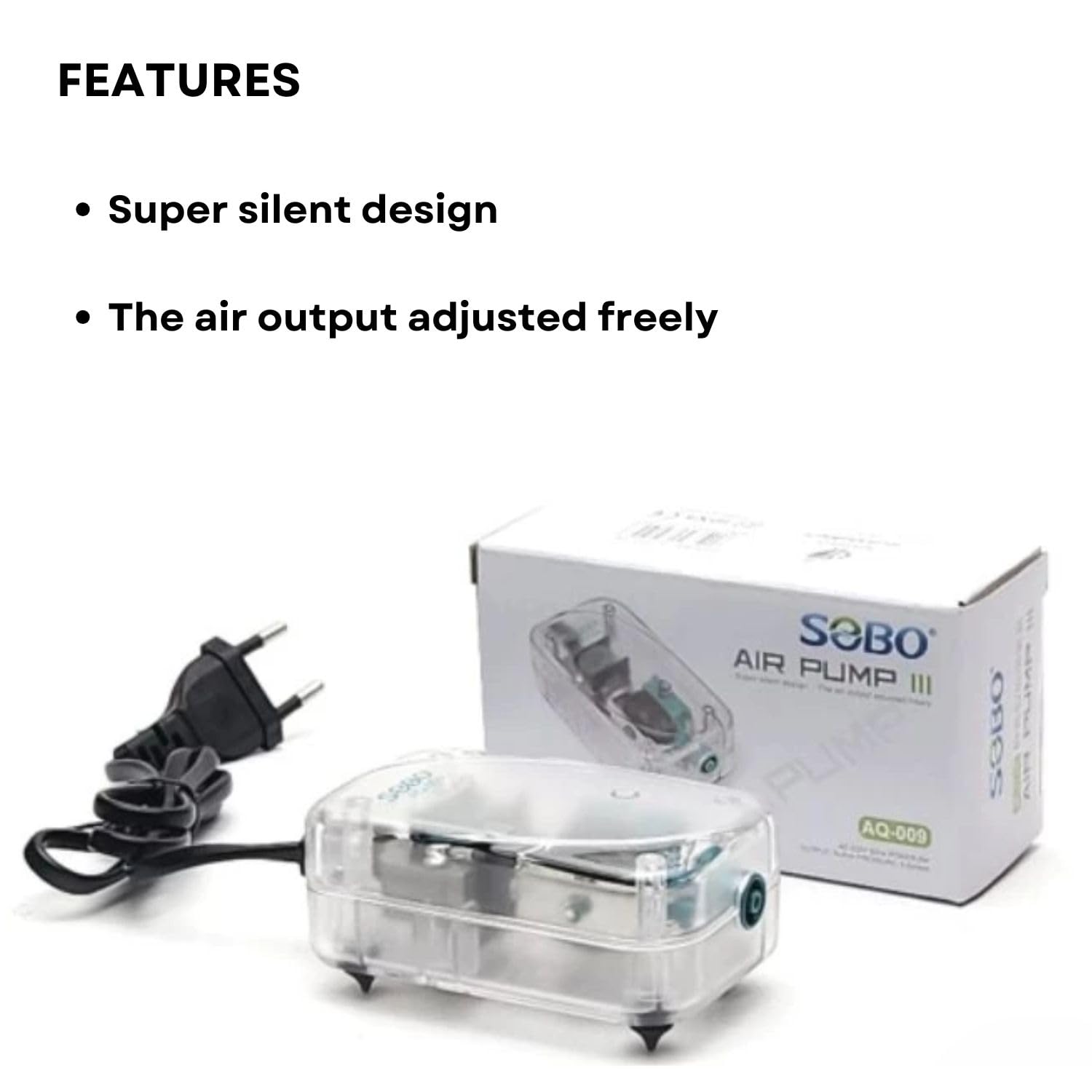 S0B0 AQ-009 Air Pump for Aquarium Fish Tank | Single Outlet | Output: 3L/min | (Original from Tunai Store)