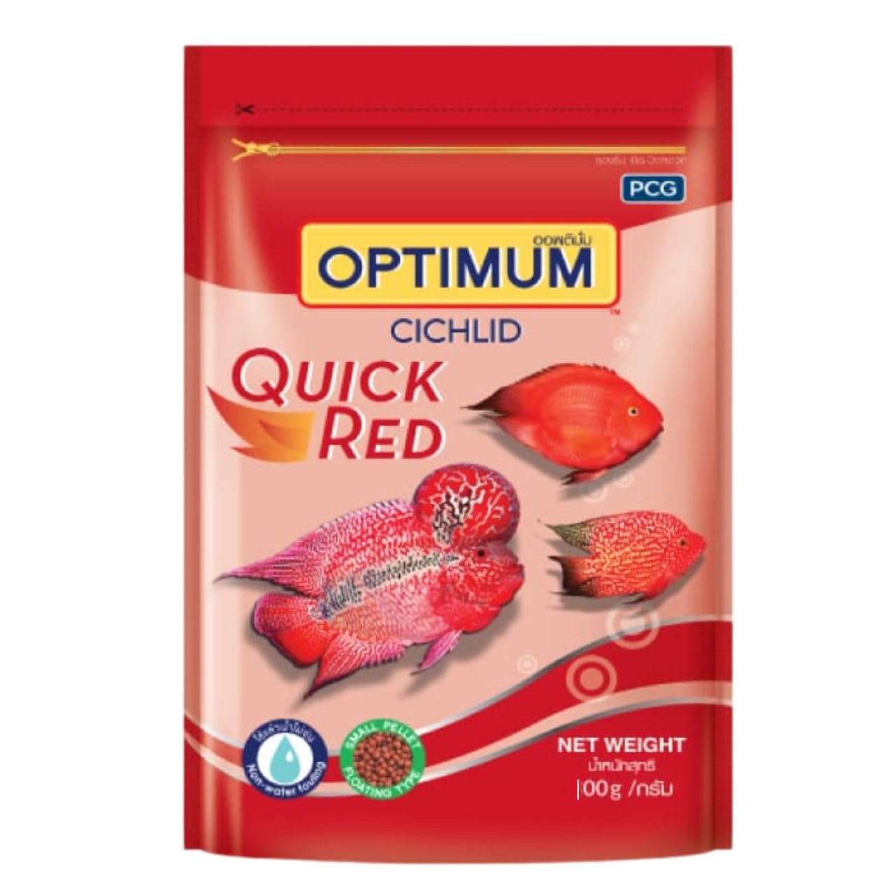 Optimum Cichlid Quick Red Fish Food (Original Form Tunai) (100g, Small Pellets)
