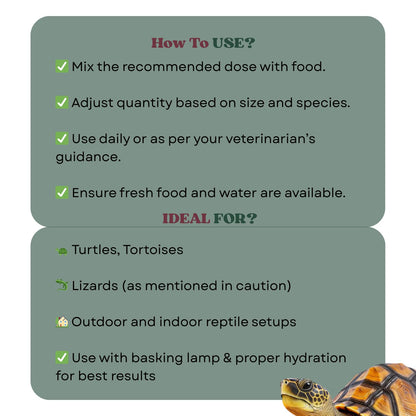 Reptile Garden Turtle & Tortoise Calcium Supplement | with Vitamins D & K | Stress-Relieving Essential Oils (100 GMS)