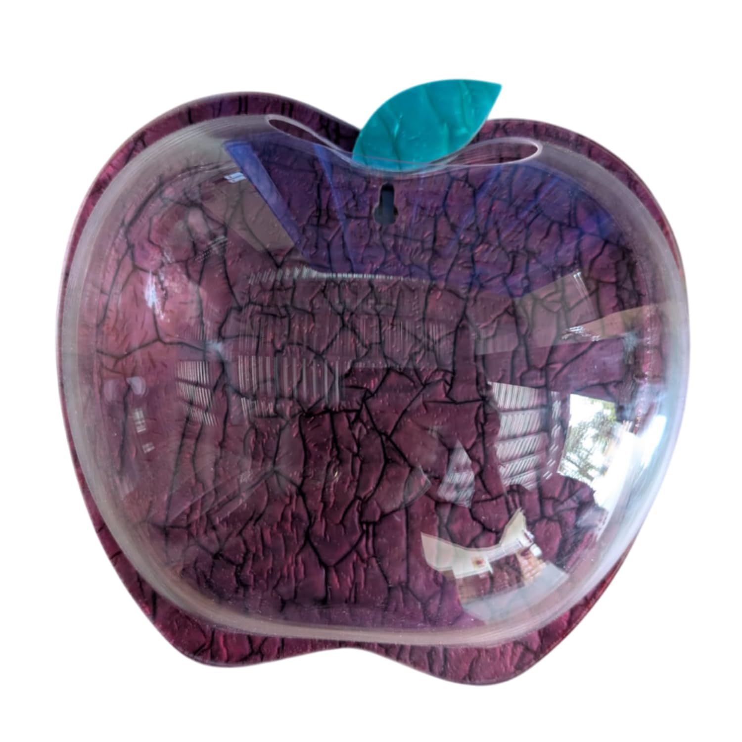 Wall Mount 15-inch Wine Apple Shape Fish Bowl – Without Stand | Modern Aquarium for Home, Office & Café Décor | Space Saving Design | Elegant Fish Tank & Plant Terrarium | Compact Design