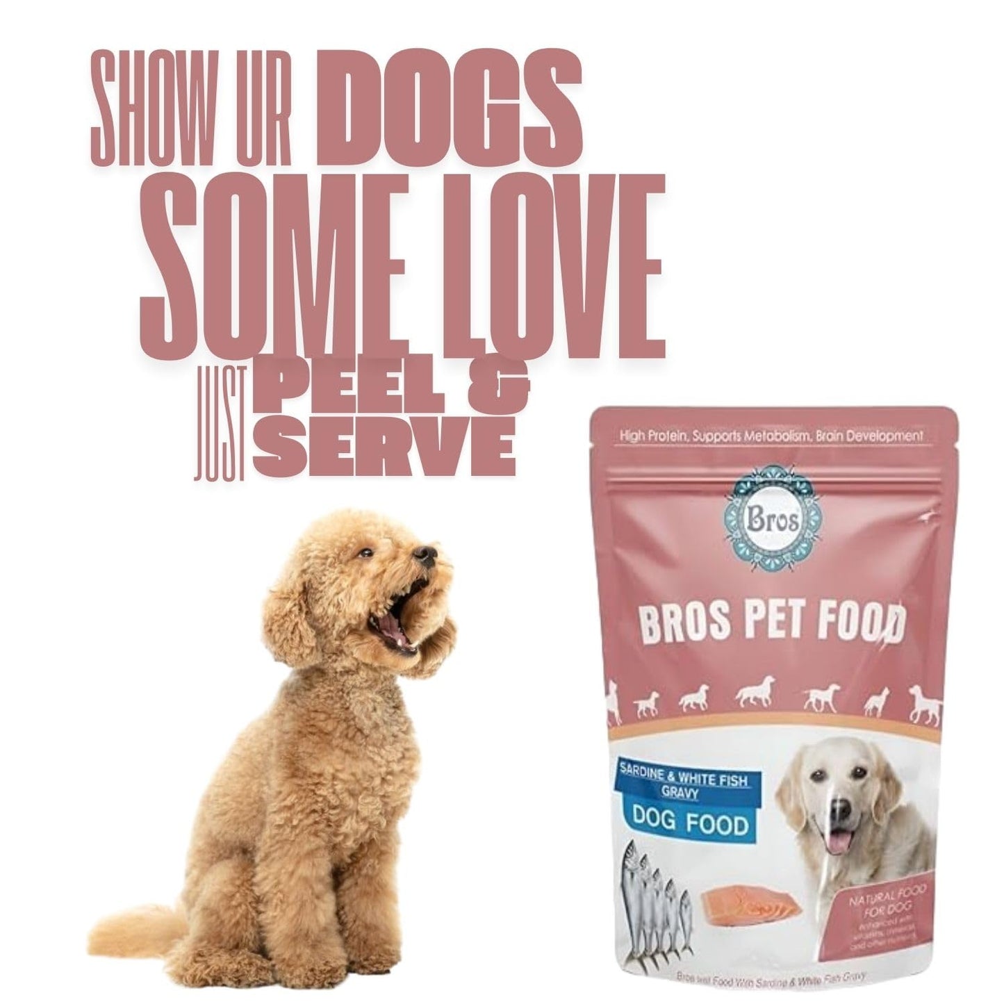 SF+ Bros Pet Dog Food | Pack of 12 | Natural Food for Dogs | Enhanced with Vitamins, Minerals and Other Nutrients (80gms, Sardines and White Fish)