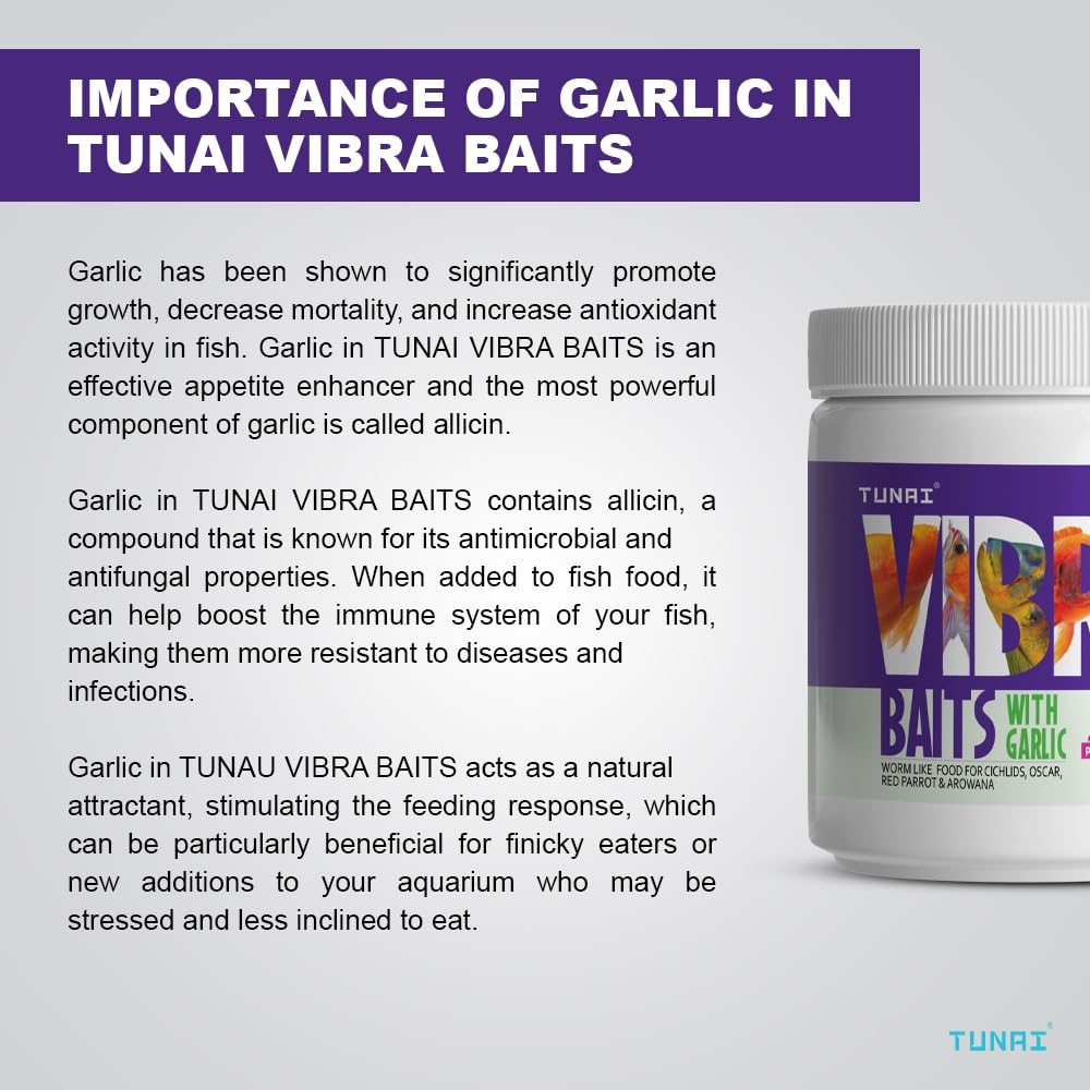 TUNAI VIBRA Bait Fish Food for Gold Fish, Angel Fish, Discus, Cichlids, Oscar, Red Parrot, Flower Horn, Arowana & Other Tropical Fishes (100g, Vibra Baits)