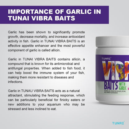 TUNAI VIBRA Bait Fish Food for Gold Fish, Angel Fish, Discus, Cichlids, Oscar, Red Parrot, Flower Horn, Arowana & Other Tropical Fishes (100g, Vibra Baits)