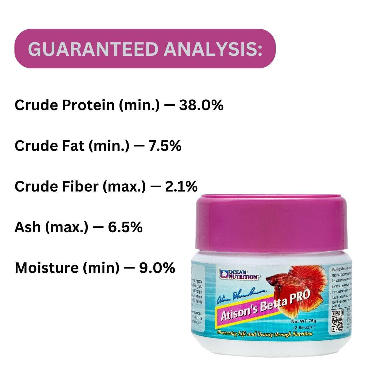 ON+ Atison's Betta PRO Fish Food (Original from Tunai Store) | Ideal Pellet for All Bettas Growing and Conditioning (75gms, Floating Pellets)