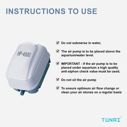 TUNAI HP High Pressure Air Pump for Aquarium Fish Tank (HP-4000, Air Pump Only)