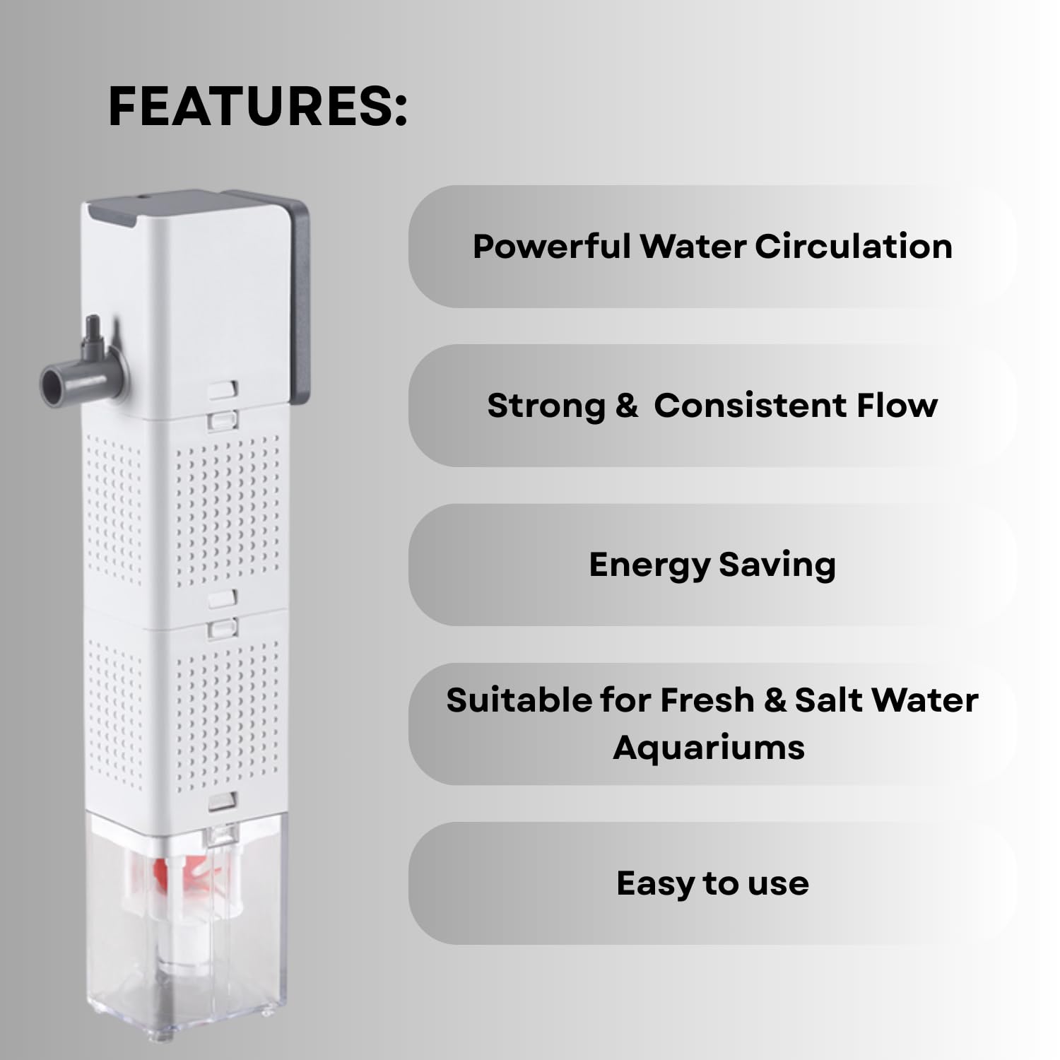S0B0 AQ-2000F Internal Filter for Aquarium Fish Tank | Powerful Water Circulation | Strong and Consistent Flow | Completely Submersible | Power: 28W | F.Max: 1800L/H | Original from Tunai Store