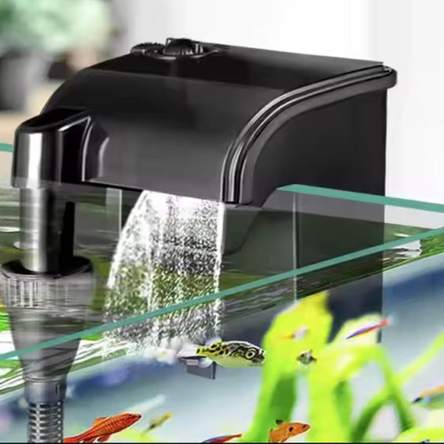 TUNAI S0B0 WP-607H Hanging Filter for Aquarium Fish Tank | Mechanical, Chemical and Biological Filtration | Ideal for Freshwater & Marine Water Tank | Power: 12W | F.Max: 600L/H