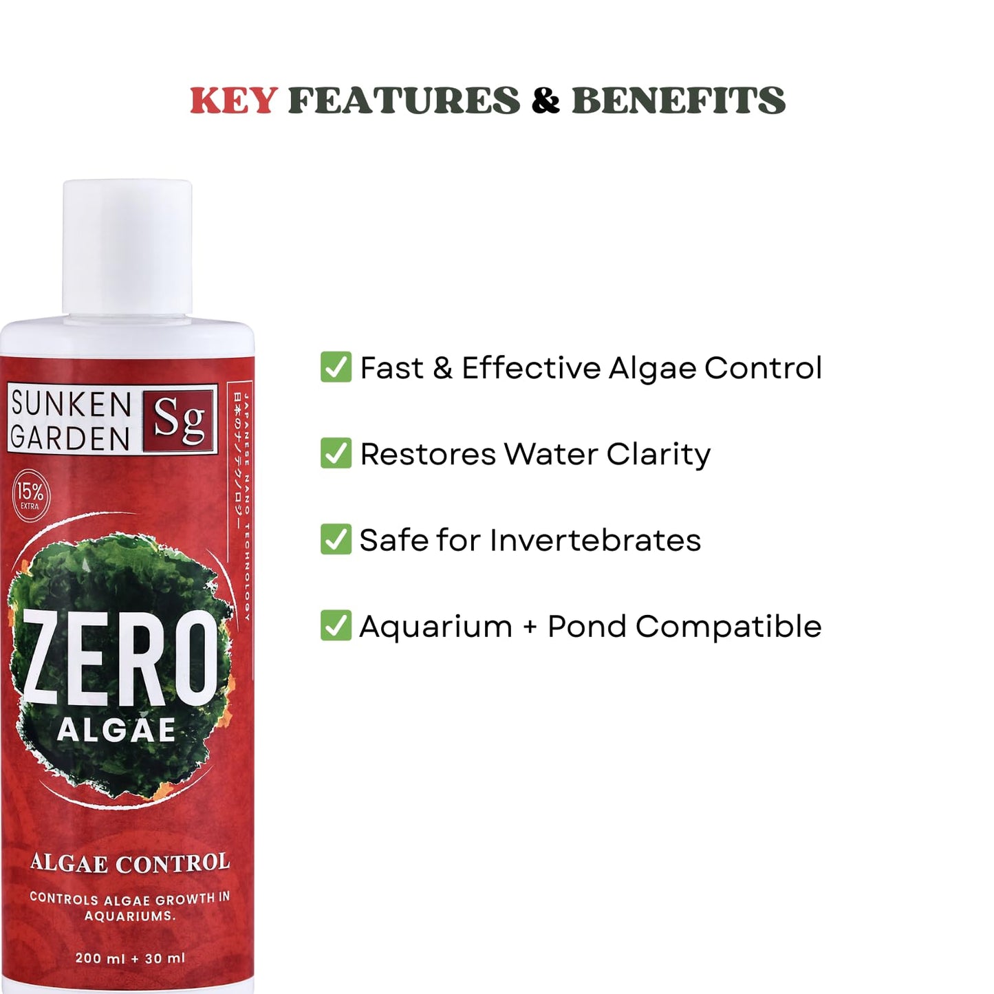 Sunken Garden Zero Algae | Algae Control Solution (200 ml + 30 ml)