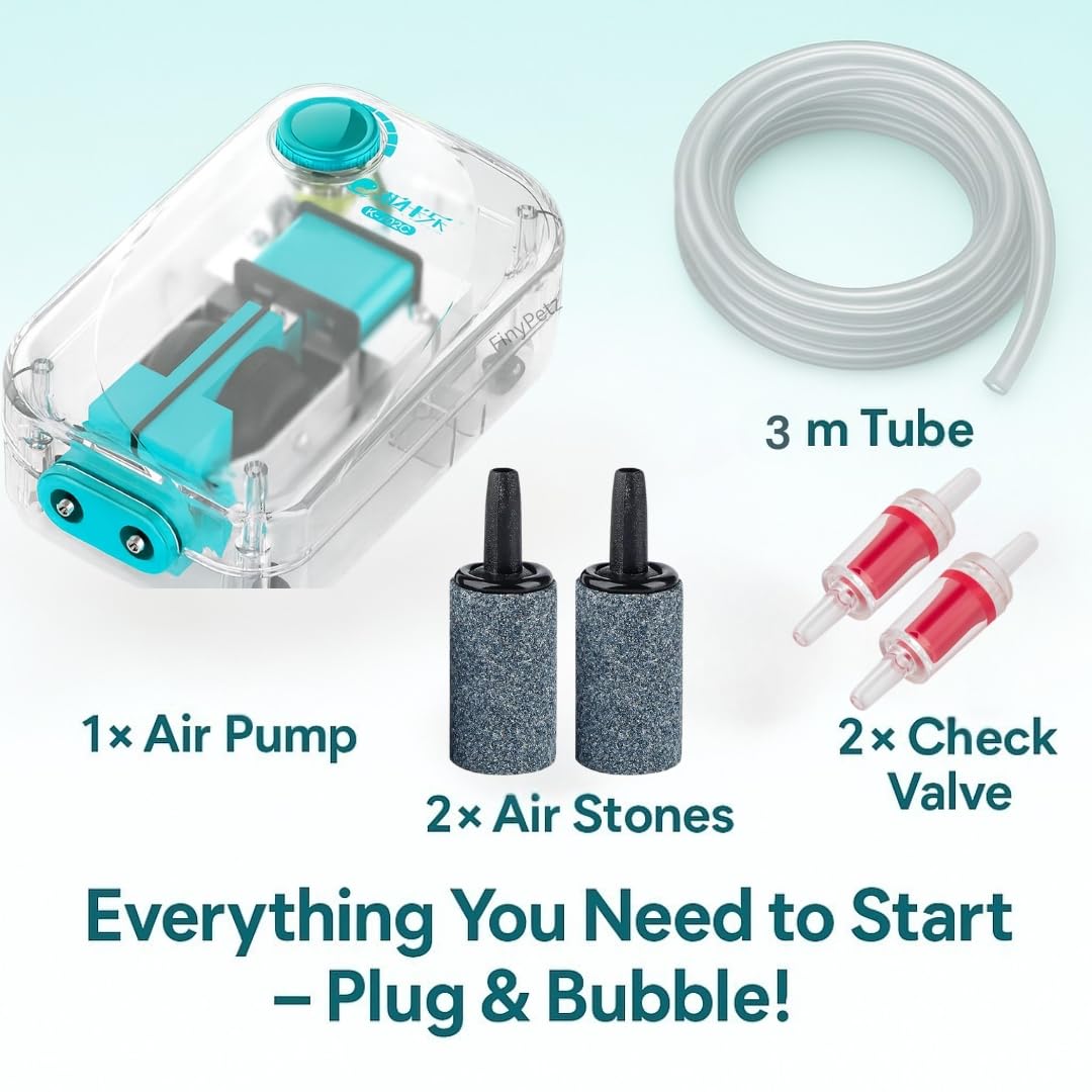 SOBO AQ-016 Aquarium Air Pump (6W | 6L/Min) | Ultra-Quiet Dual Outlet Oxygen Aerator with Adjustable Flow Control | Energy-Efficient Durable Design | Free 3M Tube, 2 Air Stones & Check Valves