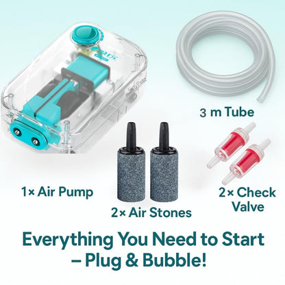 SOBO AQ-016 Aquarium Air Pump (6W | 6L/Min) | Ultra-Quiet Dual Outlet Oxygen Aerator with Adjustable Flow Control | Energy-Efficient Durable Design | Free 3M Tube, 2 Air Stones & Check Valves