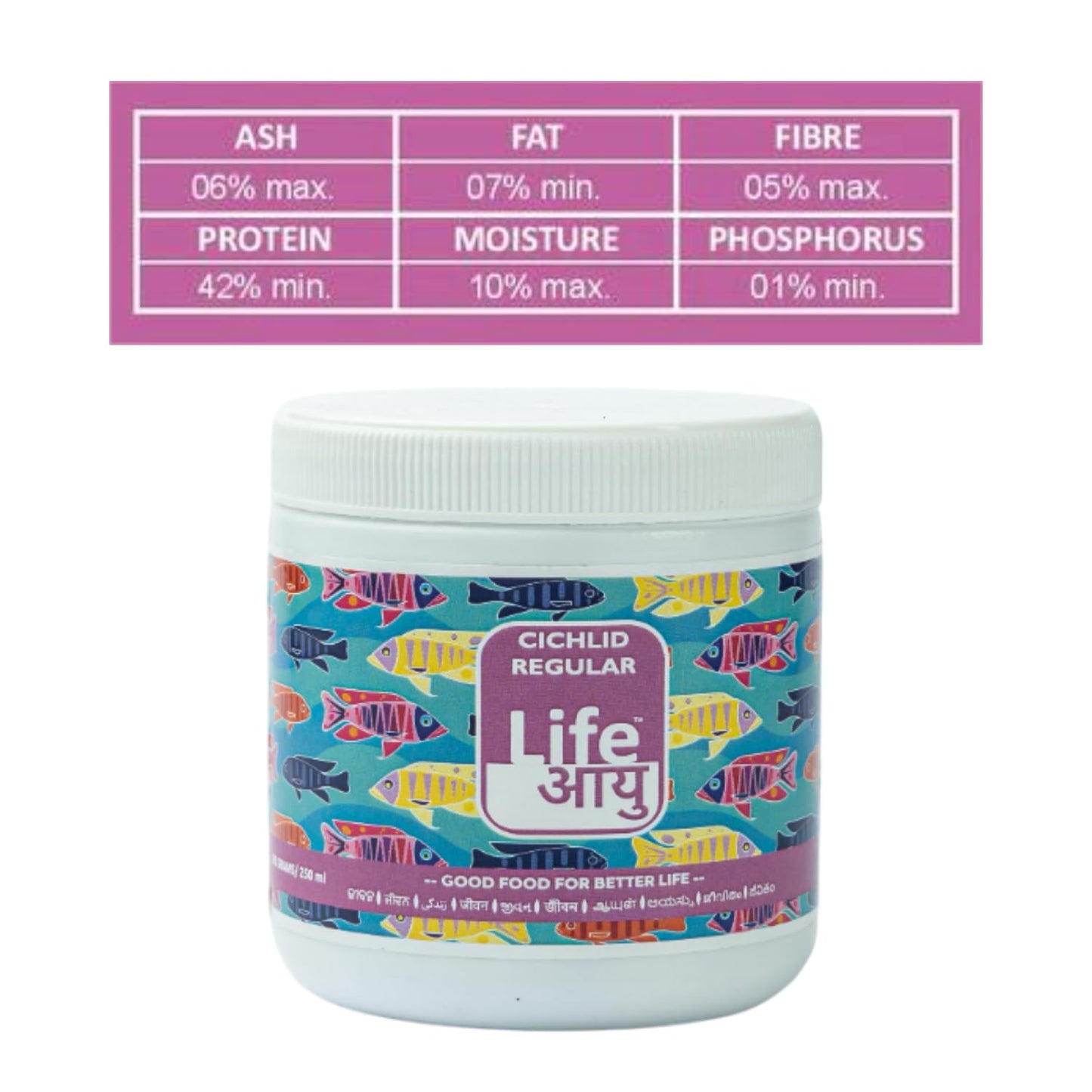 Life AAYU Cichlid Fish Food | Immunity Booster & Digestive Support | Ideal for All Cichlids Variants | (100 GMS, Regular)
