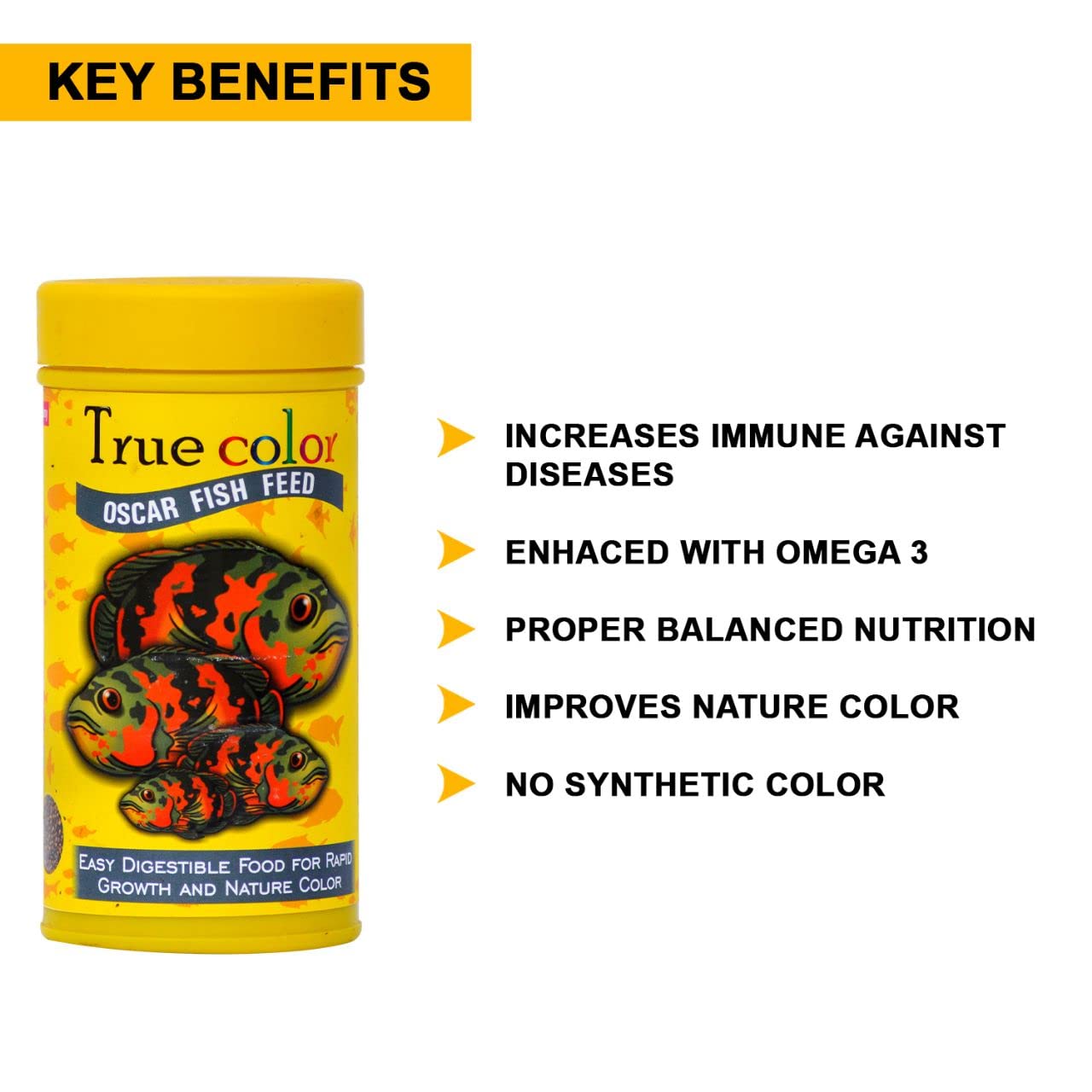 TUNAI Sf+ True Color Oscar Special Fish Food |100G| 4Mm Pellets| Fish Feed Fortified with 55% Protein, Calcium, Vitamins, Has Natural Color Enhancer and Regulates Digestion - All Life Stages
