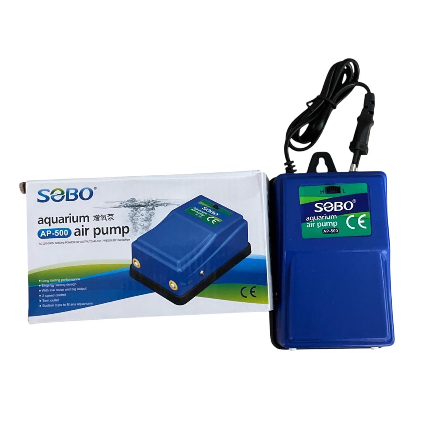 S0B0 AP-500 Battery Air Pump for Aquarium Fish Tank | Ease and Quiet Operation | Ideal for Smaller Tanks | Power: 5W | F.Max: 2 x 4L | Original from Tunai Store (AP-500, F.Max: 2 x 4L)