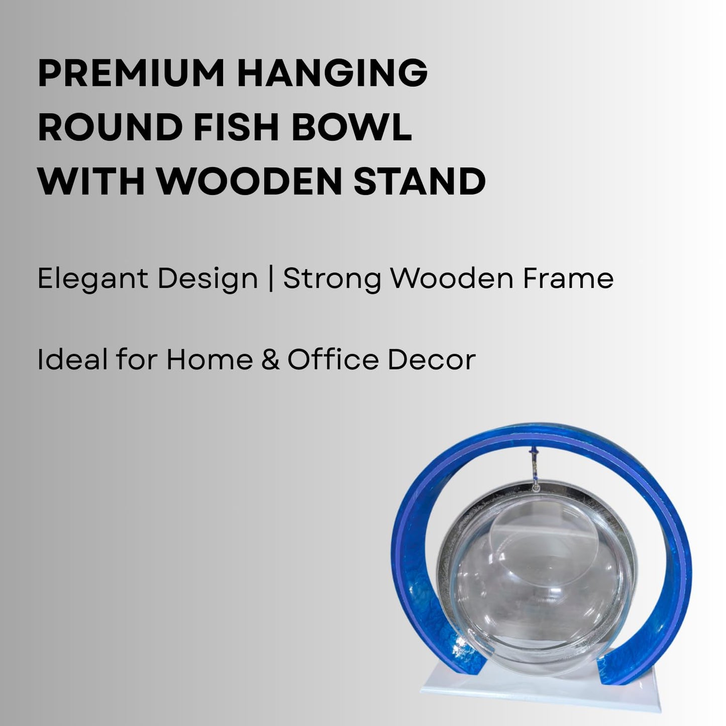 Double Bowl 6-inch Blue Round Fish Bowl – Standing & Hanging Decorative Aquarium for Home & Office | 2-in-1 Double Bowl Round Fish Tank