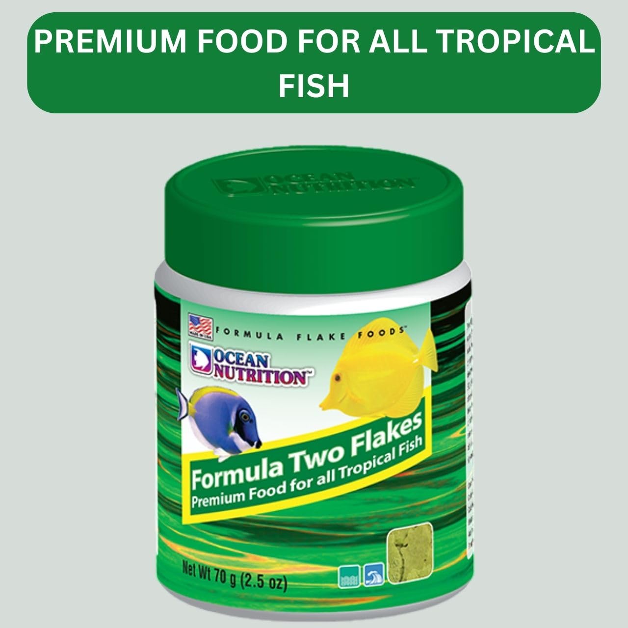 ON+ Formula Two Flakes Fish Food (Original from Tunai Store) | Premium Flake Food for All Tropical Fish (71gms, Flake)