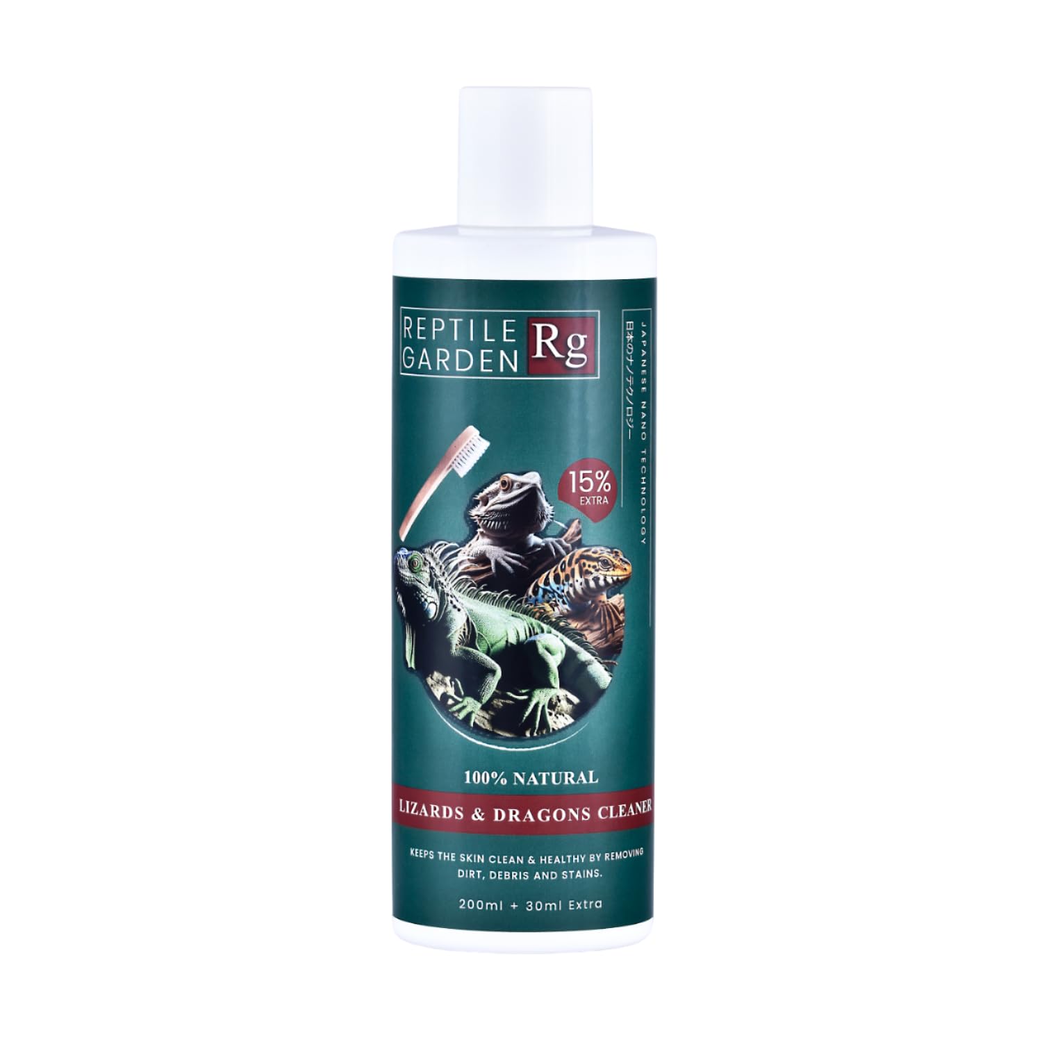 Reptile Garden Lizard & Dragon Cleaner | Removes Stubborn Debris, Algae, and Stains from Your Reptile's Body (200 ml + 30 ml)